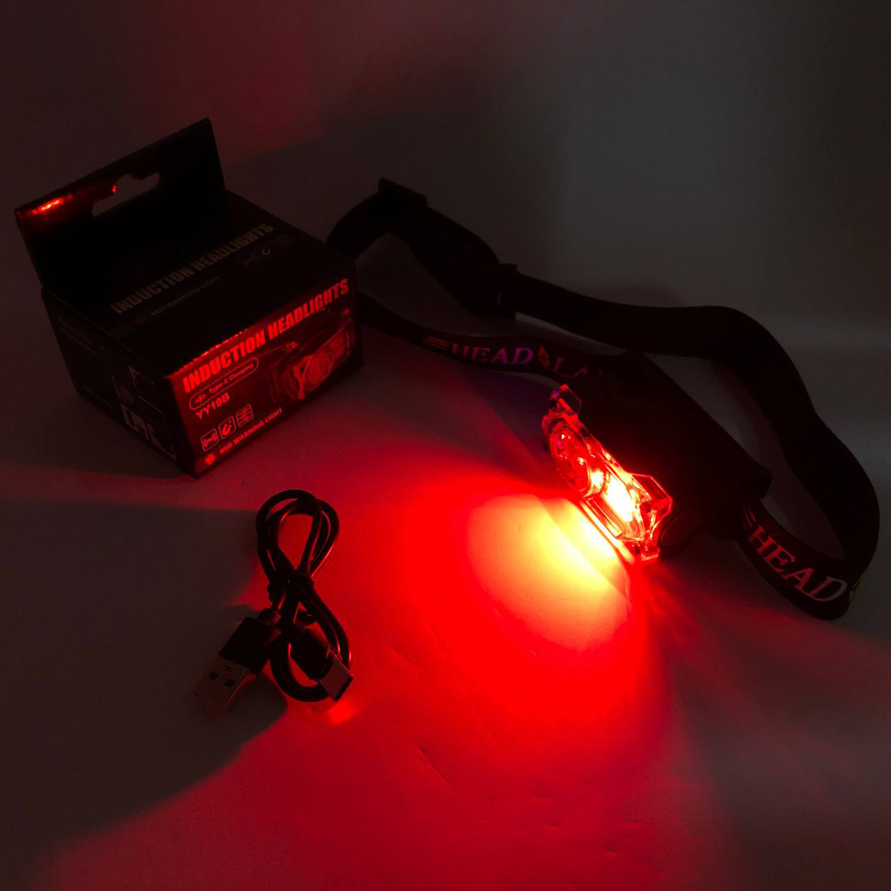 Налобний ліхтар для сто YY-19B-3SMD+2COB(white+yellow+red), Ліхтарик налобний з LB-950 червоним світлом