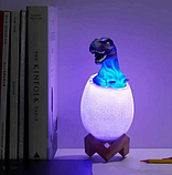 Дитячий світильник SUNROZ 3D Dinosaur Lamp лампа-нічник "Динозаврик у яйце" з пультом ДУ, фото 4