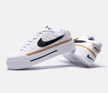 Жіночі кросівки Nike Court Legacy Lift White Hemp Найк Курт Легасі білі шкіряні демісезонні, фото 1