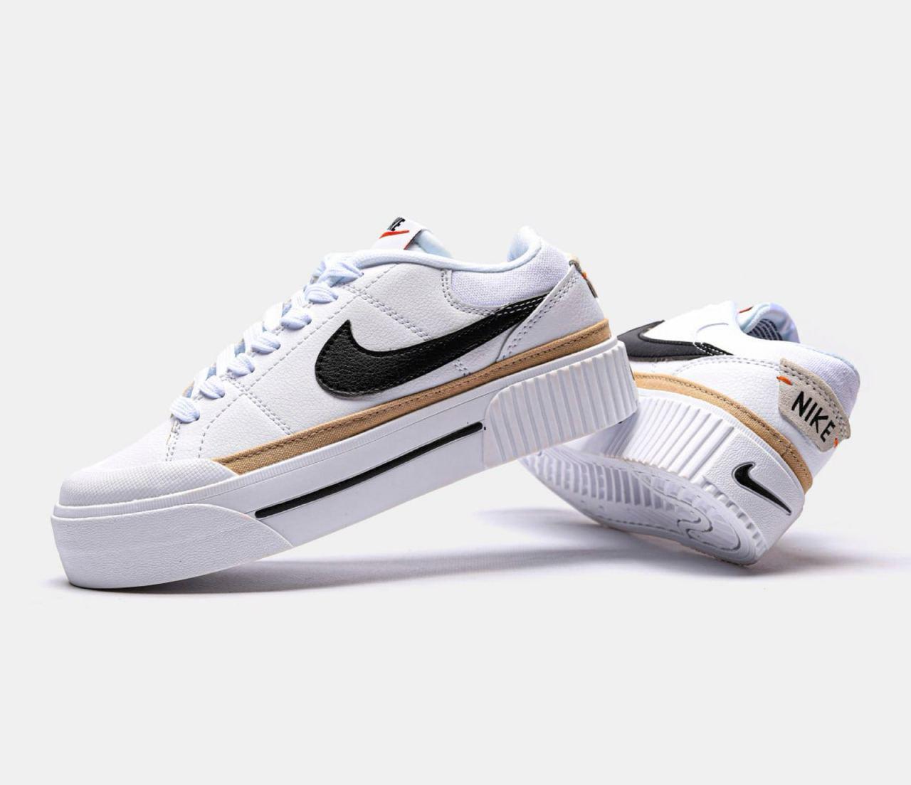 Жіночі кросівки Nike Court Legacy Lift White Hemp Найк Курт Легасі білі шкіряні демісезонні