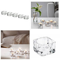 Набір скляних підсвічників IKEA GLASIG 5 шт - свічники для чайних гріючих свічок таблеток ІКЕА ГЛАСІГ 002.591.41