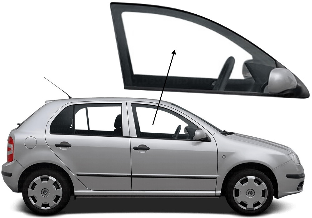 Бічне скло Skoda Fabia 1999-2007 передніх дверей праве, фото 1