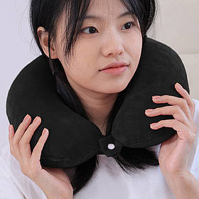 Ортопедична подушка для подорожей Monochrome 30x25см (Дорожня подушка для шиї) Чорний