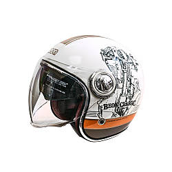 Мотошолом відкритий Beon B-108A ABS 203 SHINY CREAM/ORANGE (глянець кремовий/помаранчевий), розмір XXL