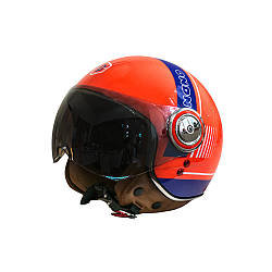 Мотошолом відкритий Beon B-110B CIRCLE SHINY ORANGE/WHITE/BLUE (глянець жовтогарячий/білий/синій), розмір L