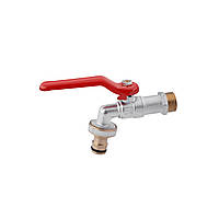 Кран для поливу Karro 1/2" PN40 з латунним з'єднанням для шлангу, нікельований KR-2001А