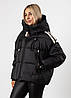 Жіночий пуховик чорний із бежевими вставками Towmy, фото 2