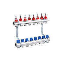 Колектор в зборі STA на 8 виходів 1"х3/4" без євроконусів, нікельований