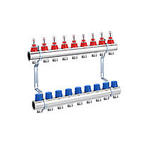 Колектор в зборі STA на 9 виходів 1"х3/4" без євроконусів, нікельований