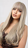Перука блонд із чубчиком, перука довга хвиляста, фото 2