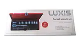 Набір тріскачка з головками Luxis M190708001 (17 деталей, торцеві головки, металевий кейс, Німеччина), фото 3