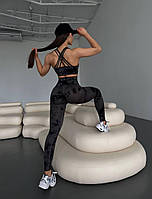 Жіночий костюм для фітнесу (спорту, йоги, залу, тренувань) топ та лосини (легінси) з ефектом пуш-ап тай дай, розмір S