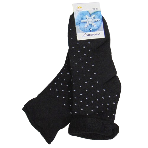 Теплі шкарпетки без гумки з махрою горох limerence 23-25 чорні, фото 1