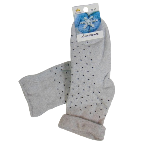 Теплі шкарпетки без гумки з махрою горох limerence 23-25 сірі, фото 1