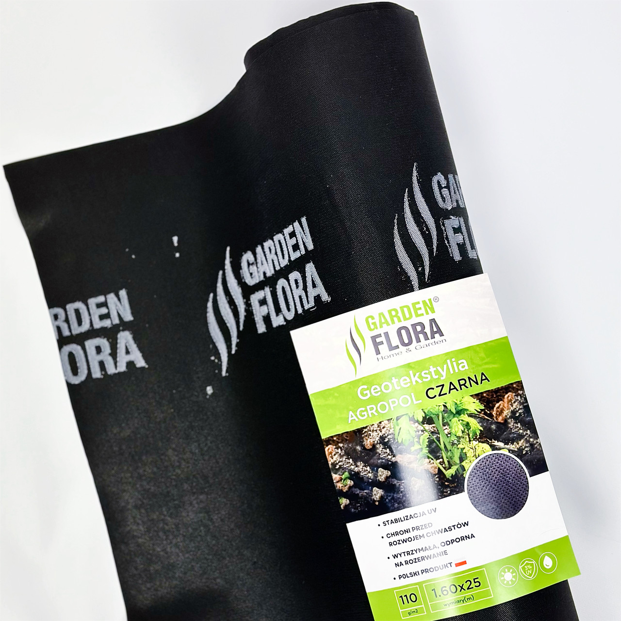 Геотекстиль Garden Flora 110 грам/м2 1.60 м х 25 м Чорний Високоякісний геотекстиль Геотекстиль для дачі, фото 1