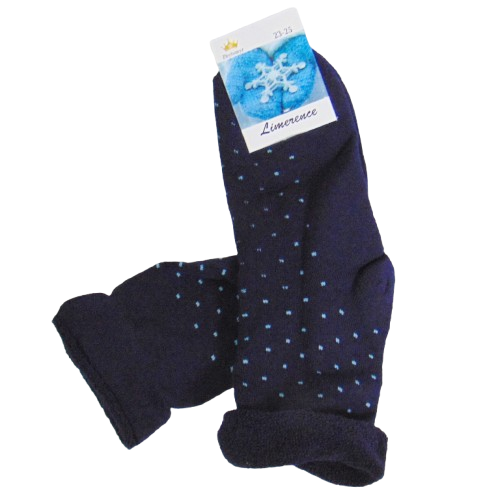 Теплі шкарпетки без гумки з махрою горох limerence 23-25 сині, фото 1