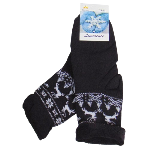 Теплі шкарпетки без гумки з махрою олені limerence 23-25 чорні, фото 1