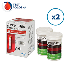 Тест-смужки Акку-Чек Перформа (Accu-Chek Performa) 100 шт. у 2 флаконі по 50 шт. в пакованні