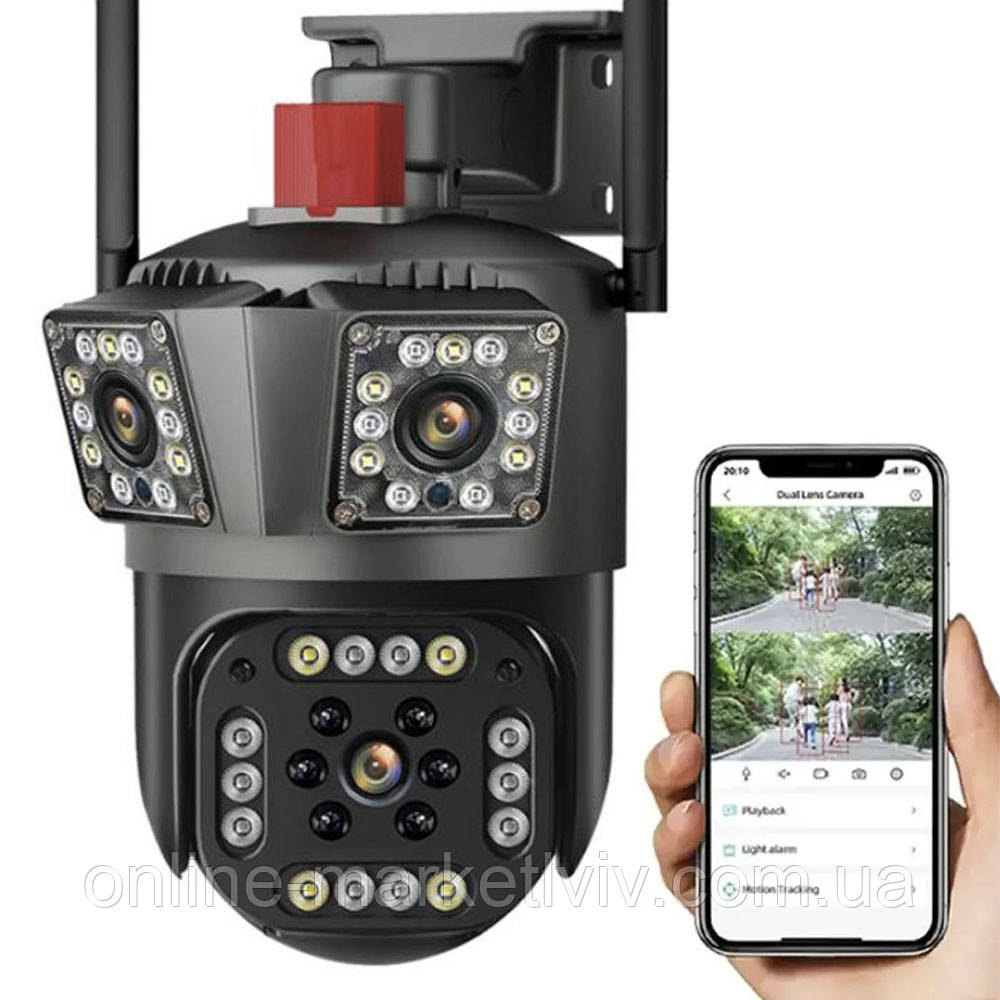 Вулична WIFI камера відеоспостереження 4МП, Wonsdar PW12-5K / Бездротова IP камера / Зовнішня поворотна камера, фото 1