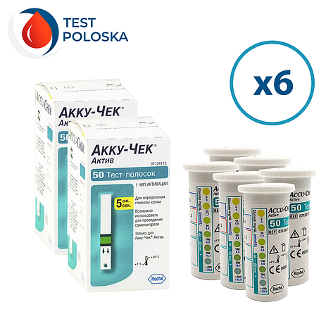 Тест-смужки Акку-Чек Актив (Accu-Chek Active) 600 шт. у 12 флаконах по 50 шт. в пакованні, фото 1