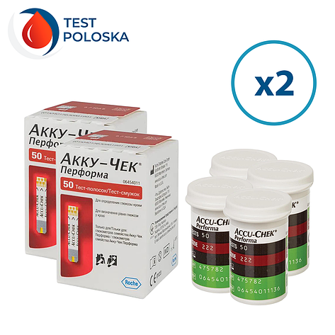 Тест-смужки Акку-Чек Перформа (Accu-Chek Performa) 200 шт. в 4 флакони по 50 шт. в пакованні, фото 1