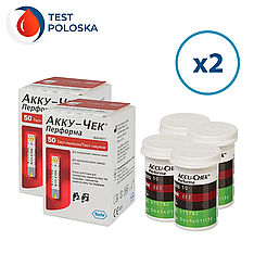 Тест-смужки Акку-Чек Перформа (Accu-Chek Performa) 200 шт. в 4 флакони по 50 шт. в пакованні