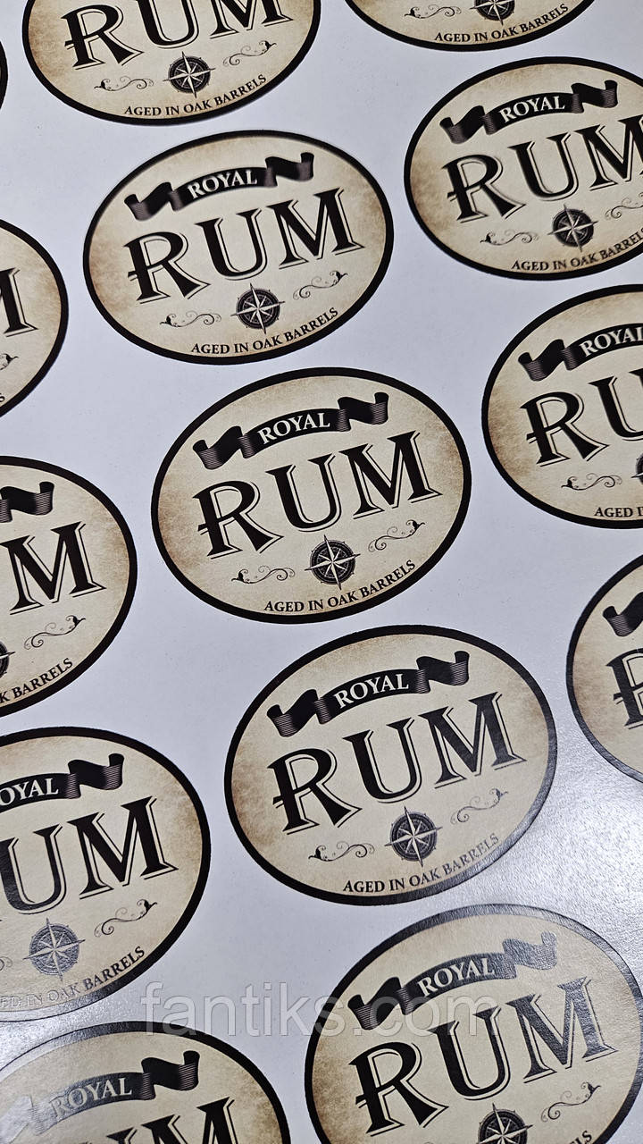 Овальні наклейки на листі А3 - 25 шт розміром 55 мм х 70 мм -РОМ, фото 1