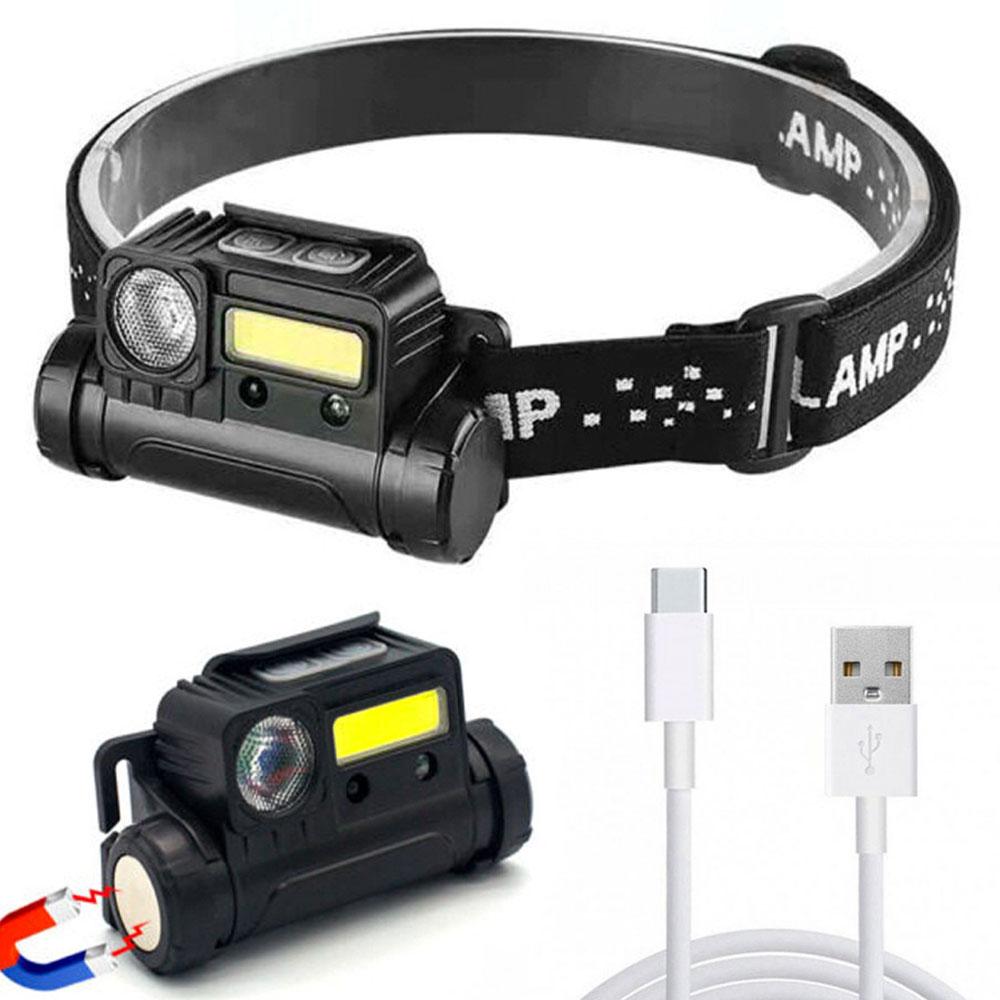 Налобний ліхтар із датчиком руху BL-123 XPE+COB / Магнітний ліхтарик з червоним ліхтариком для риболовлі, фото 1