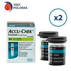 Тест-смужки Акку Чек Інстант (Accu Chek Instant) 100 шт. у 2 флаконі по 50 шт. у пакованні
