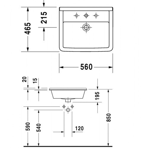 Встраиваемая раковина в столешницу 560х465 Германия Duravit Stark 3 - фото 8 - id-p443268601