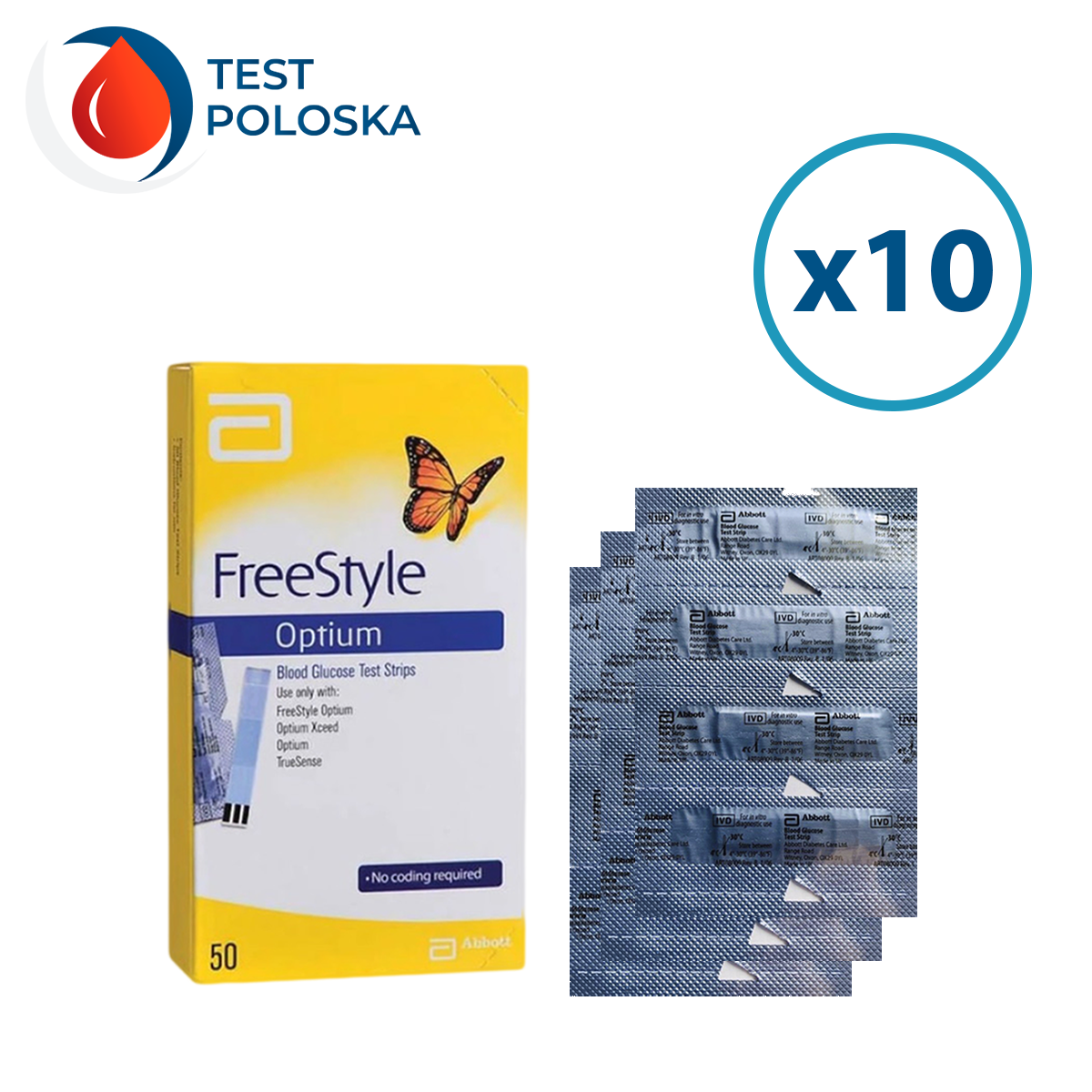 Тест смужки Фрі Стайл Оптіум (Freestyle Optium) 500 шт. в пластинках по 50 шт. в упаковці