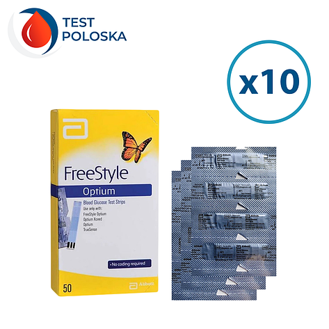 Тест смужки Фрі Стайл Оптіум (Freestyle Optium) 500 шт. в пластинках по 50 шт. в упаковці, фото 1