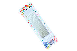 Свічки для торту "Металік" білі з підставкою (6шт.)