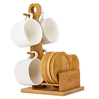 Набір із 4 чашок із бамбуковою підставкою "Тендем", 25 см