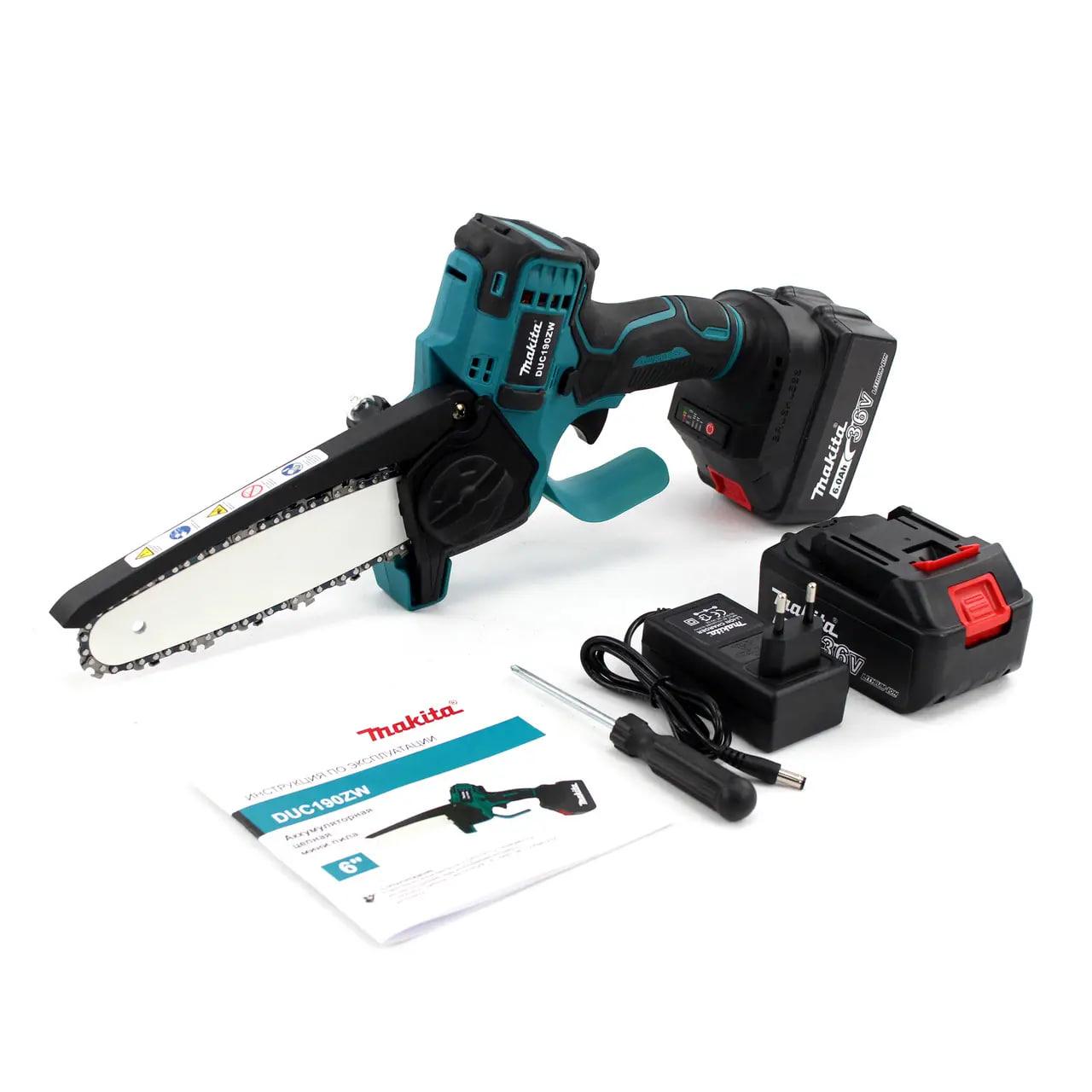 Акумуляторна міні пила ланцюгова Makita DUC190ZW (36V 6AH) АКБ міні-пила Макіта для обрізки дерев, веткоріз