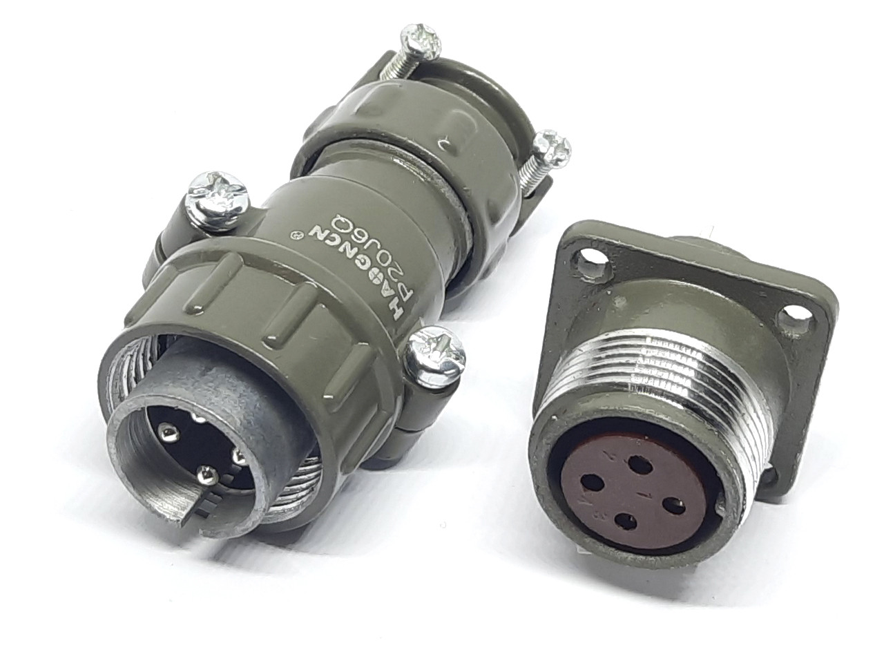 Металевий силовий роз'єм P20J6Q на 4 контакти, фото 1