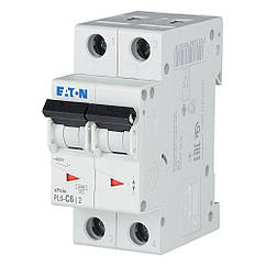 Автоматичний вимикач Eaton 2 полюса 6А кат.C PL6-C6/2 286564