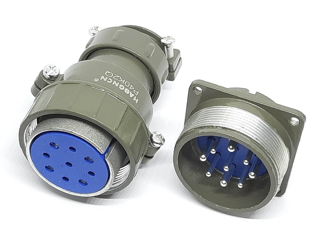 Металевий силовий роз'єм P40K2Q на 9 контактів, фото 1