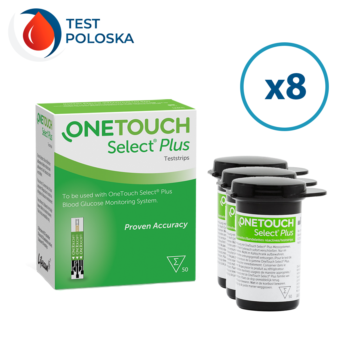 Тест-смужки Ван Тач Селект Плюс (One Touch Select Plus) 400 шт. у 8 флаконах по 50 шт. в пакованні