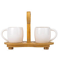 Набір із чашок із бамбуковою підставкою "Дует", 17 см