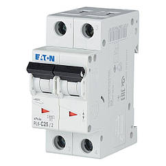 Автоматичний вимикач Eaton 2 полюса 25А кат.C PL6-C25/2 286569