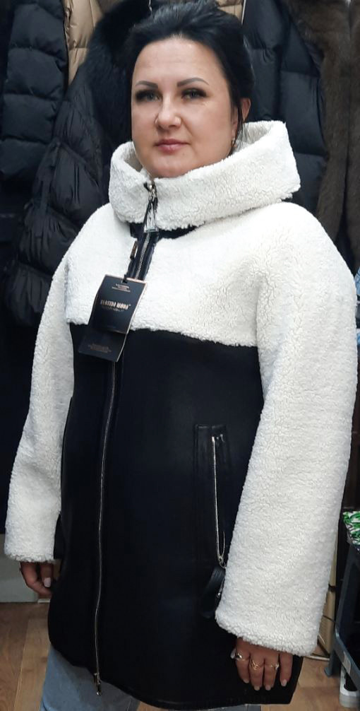KLASIKA MODA 2291. Зима. Розміри: 48-58. Двостороння. Батал. Чорно-біла