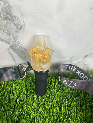Індивідуальний мундштук "Tits Gold flowers" від Vibe Hookah для кальяну, фото 1