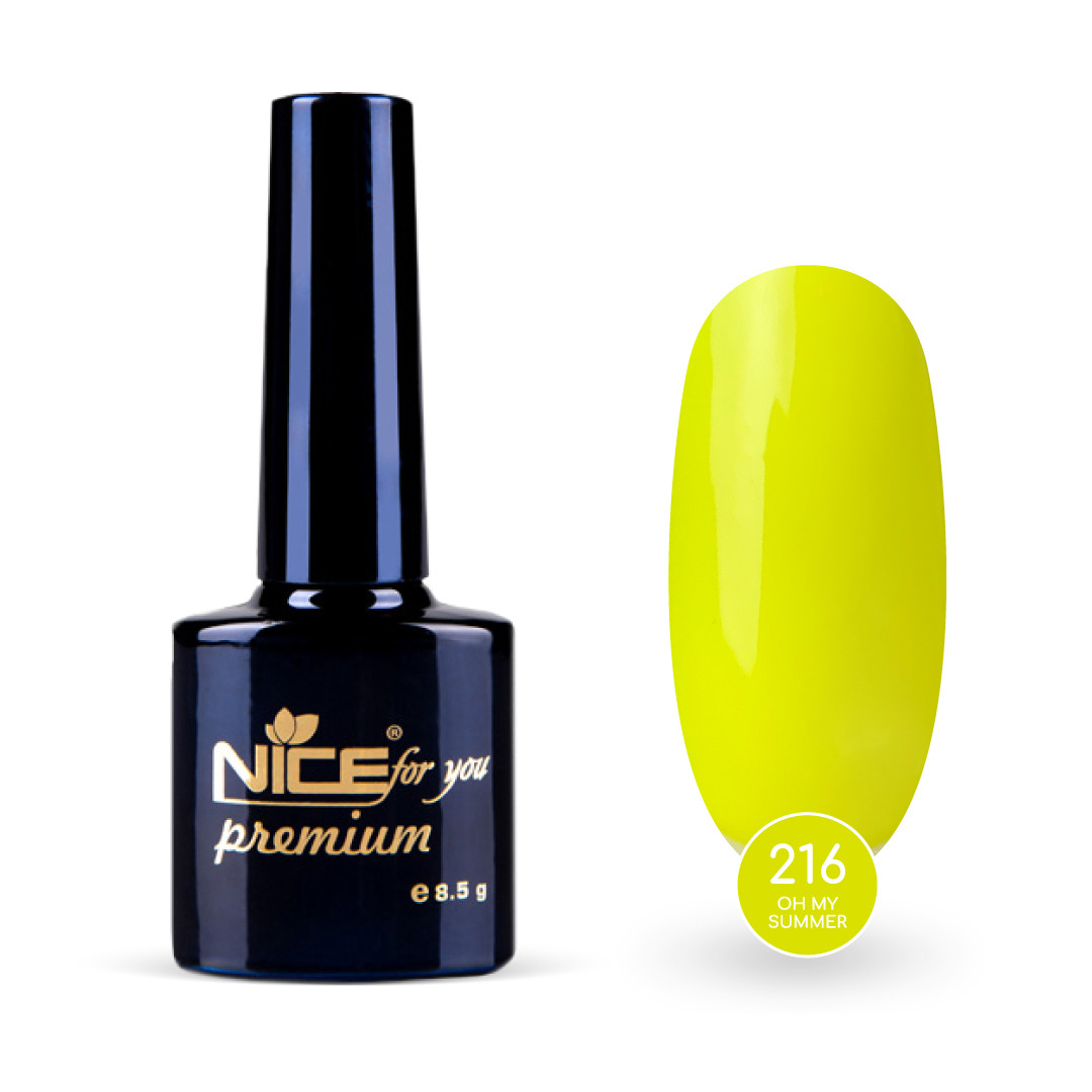 Гель-лак Nice for you Oh my summer Premium №216 Кислотно-жовтий 8.5 г