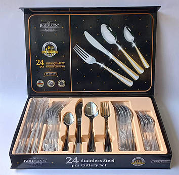 Набір столових приладів із позолотою Bohmann BP-B24-GM на 6 персон 24пр