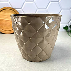 Квітковий горщик з піддоном 1.6 л Бусинки Лате 436-17 Elif Plastik, фото 3