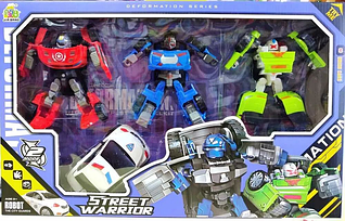 Набір трансформерів 4 шт 788-16Y чотири робота і чотири машинки різного кольору із міцного пластику