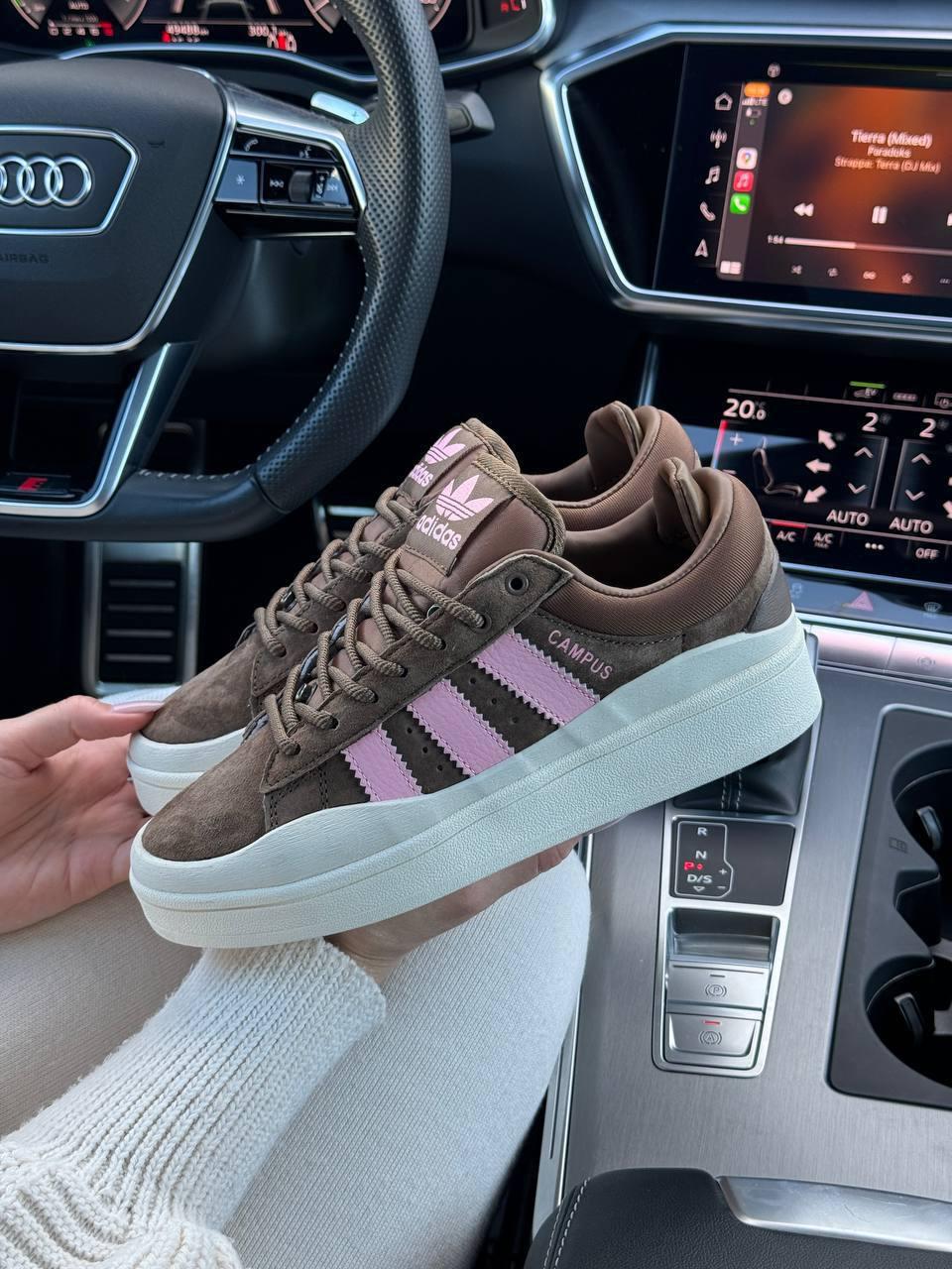 Жіночі замшеві кросівки Adidas Originals Campus x Bad Bunny Brown Pink, кеди Адідас коричневий 36