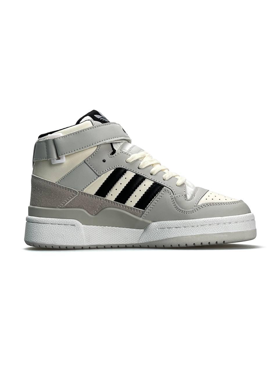 Жіночі шкіряні кросівки Adidas Originals Forum 84 Mid Grey Black, кеди жіночі Адідас сірі. 36