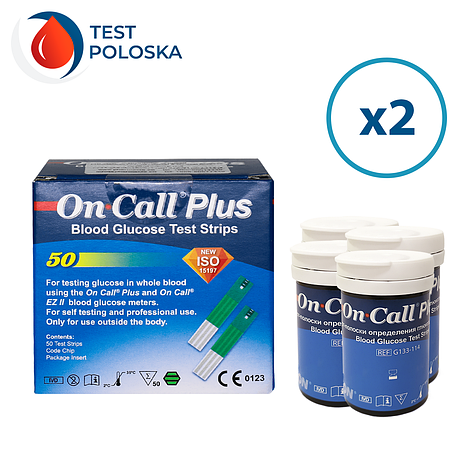 Тест-смужки On Call Plus 100 шт. у 4 флаконах по 25 шт. у пакованні, фото 1